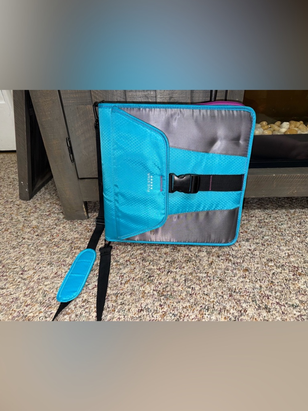 2015 Five Star blue and Gray trapper keeper binder zipper 3 ring binder school